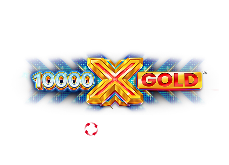 Pantalla del juego 10000X Gold mostrando símbolos dorados y efectos de rayos sobre una cuadrícula 5x4