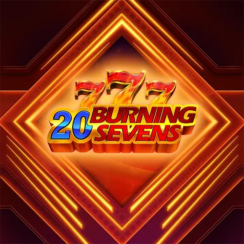 Arte oficial de la tragamonedas 20 Burning Sevens de Game2Slot, con sietes ardiendo y frutas clásicas sobre fondo de casino retro