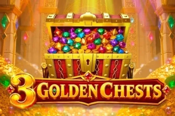 Pantalla de la tragamonedas 3 Golden Chests de Endorphina, con cofres dorados sobre un fondo de castillo medieval