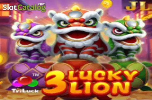 Pantalla de la tragamonedas 3 LUCKY LION de Jili Games, con leones del Año Nuevo Chino, linternas rojas y símbolos de Caishen