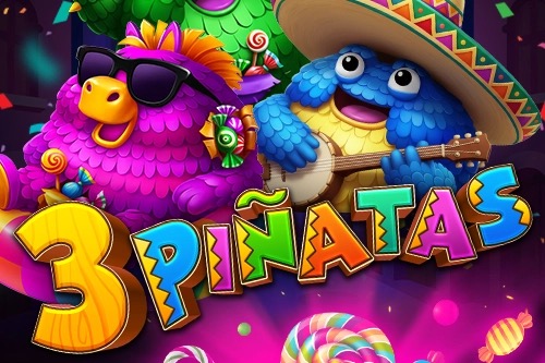 Piñatas con forma de calavera y símbolos de fiesta mexicana en los rodillos de la tragamonedas 3 Pinatas