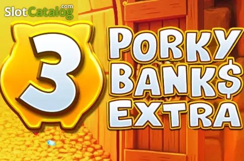 Pantalla de la tragamonedas 3 Porky Banks Hold and Win Extra de Iron Dog Studio, con tres cerditos robando una bóveda llena de monedas