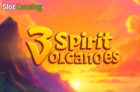 Pantalla principal de la tragamonedas 3 Spirit Volcanoes de Amigo Gaming, con tres volcanes en erupción de distintos colores sobre una cuadrícula de frutas clásicas