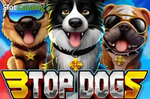 Arte oficial de la tragamonedas 3 Top Dogs de Iron Dog Studio, con tres perros agentes en una misión militar de monedas doradas