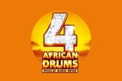 Imagen promocional del lanzamiento de 4 African Drums de 3 Oaks Gaming, con temática de tambores africanos
