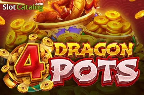 Arte oficial de la tragamonedas 4 Dragon Pots de Iron Dog Studio, con dragones chinos dorados y ollas de monedas