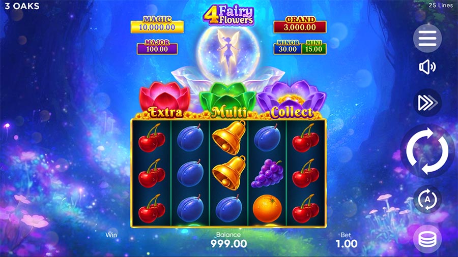 Las cuatro hadas florales de 4 Fairy Flowers de 3 Oaks Gaming sobre un jardín encantado