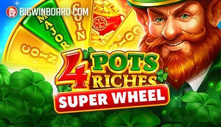 Pantalla de recurso de 4 Pots Riches: Super Wheel, de Playson, con monedas verdes y ollas de oro en temática irlandesa