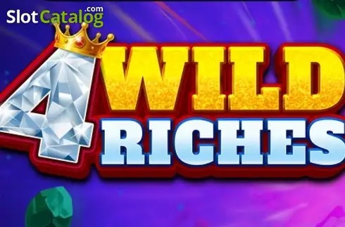 Arte oficial de la tragamonedas 4 Wild Riches de Iron Dog Studio, con gemas de colores, diamantes y coronas