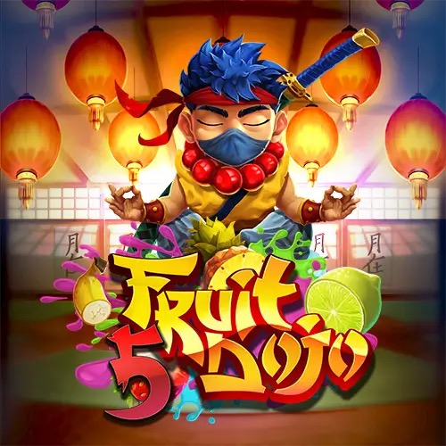 Arte oficial de la tragamonedas 5 Fruit Dojo de Game2Slot, con sensei de artes marciales, frutas y linternas de dojo