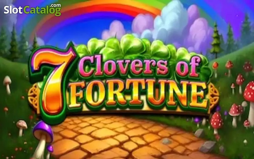 Arte oficial de 7 Clovers of Fortune, con un duende, un arcoíris y una olla de oro sobre colinas verdes