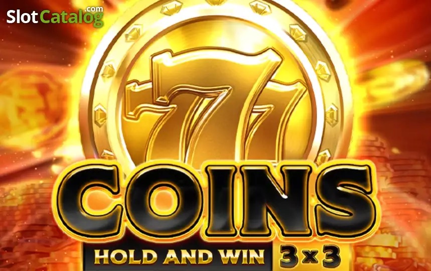 Cuadrícula clásica 3x3 de la tragamonedas 777 Coins de 3 Oaks Gaming, con sietes rojos, campanas y monedas doradas sobre fondo oscuro
