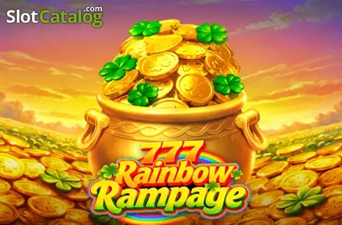 Pantalla de la tragamonedas 777 Rainbow Rampage de TaDa Gaming, con símbolos de siete, un duende y un arcoíris