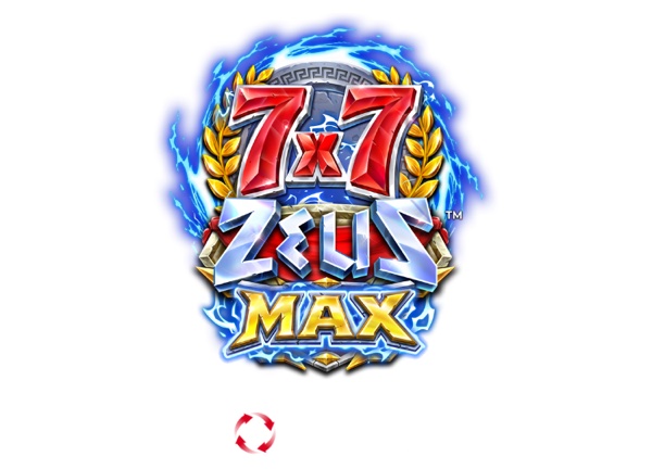Arte oficial de la tragamonedas 7x7 Zeus Max de Yggdrasil, con cuadrícula expansible y rayos dorados
