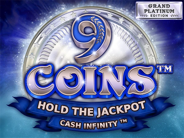 Arte oficial de la tragamonedas 9 Coins Grand Platinum Edition de Wazdan, con monedas de platino