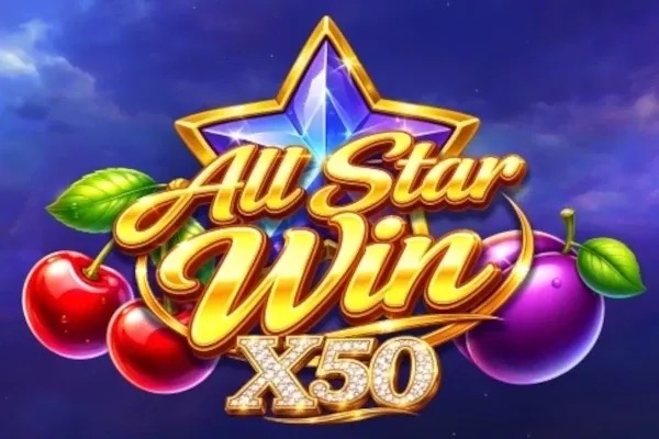 Pantalla principal de All Star Win x50, con símbolos de frutas y el multiplicador x50 destacado sobre los carretes