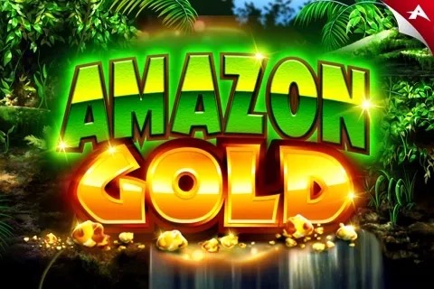 Loro Wild multiplicador sobre un fondo de selva amazónica y cascada en la tragamonedas Amazon Gold