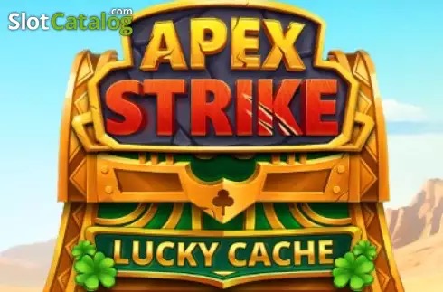 Arte oficial de la tragamonedas Apex Strike Lucky Cache de Iron Dog Studio, con animales salvajes del desierto y monedas doradas