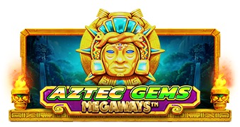Pantalla principal de Aztec Gems Megaways, con gemas aztecas de colores y máscaras talladas sobre fondo de jungla