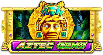 Pantalla de la tragamonedas Aztec Gems de Pragmatic Play, con gemas de colores y un tótem azteca bajo un cielo de selva iluminado por la luna