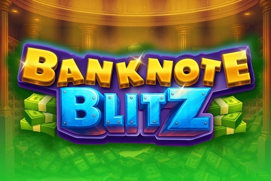Billetes rotos y marco dorado de premios en la bóveda de Banknote Blitz