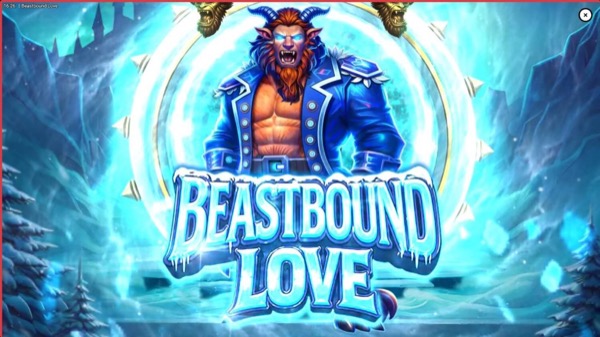 Arte oficial de la tragamonedas Beastbound Love, desarrollado por NowNow Gaming y publicado por Hacksaw Gaming, con tema de romance gótico entre bestia y heroína