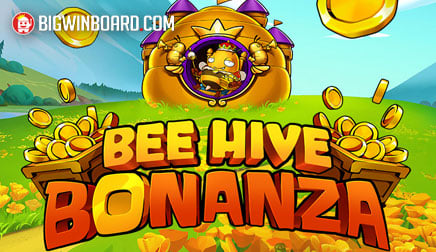 Arte oficial de la tragamonedas Bee Hive Bonanza de NetEnt, con abejas y colmena medieval