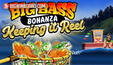 Pantalla de la tragamonedas Big Bass Bonanza Keeping it Reel de Pragmatic Play, con el pescador clásico y símbolos de peces con valores en efectivo