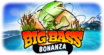 Arte oficial de la tragamonedas Big Bass Bonanza de Pragmatic Play, con pescador en un lago soleado