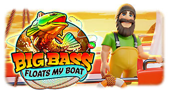 Arte oficial de la tragamonedas Big Bass Floats my Boat de Pragmatic Play, con pescador en un barco en el mar