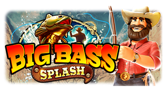 Arte oficial de la tragamonedas Big Bass Splash de Pragmatic Play, con pescador en una fiesta en la alberca tropical