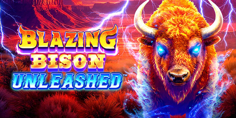 Manada de bisontes al atardecer en la tragamonedas Blazing Bison Unleashed, de Fortune Factory Studios