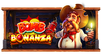 Arte oficial de la tragamonedas Bomb Bonanza de Pragmatic Play, con minero y dinamita en el Viejo Oeste