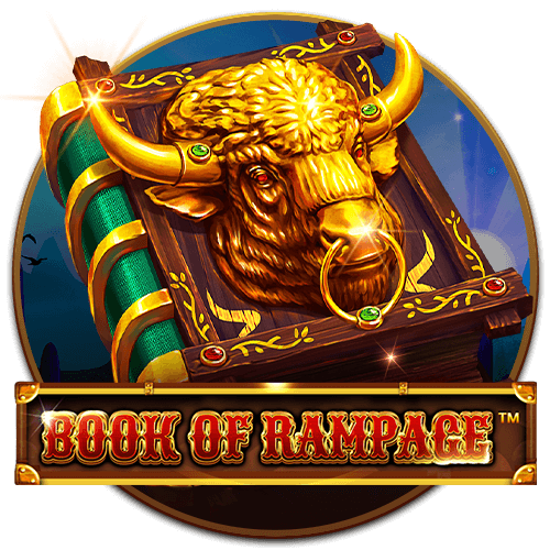 Pantalla de la tragamonedas Book of Rampage mostrando el libro dorado y símbolos del Viejo Oeste