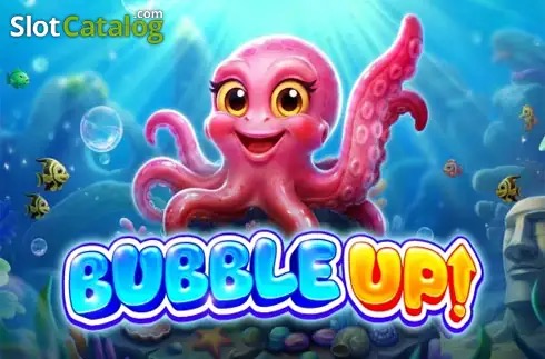 Pantalla de la tragamonedas Bubble Up! de Pragmatic Play, con un pulpo sobre una cabeza de piedra estilo Isla de Pascua en un arrecife de colores