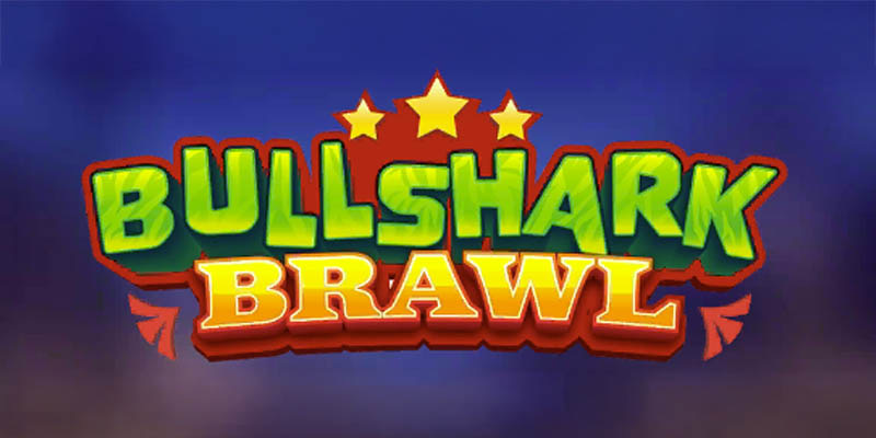 Arte oficial de la tragamonedas Bullshark Brawl de Bullshark Games, con tiburones luchadores en un cuadrilátero submarino estilo lucha libre