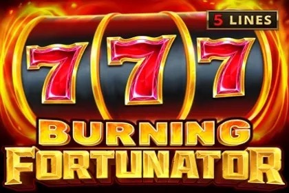 Pantalla principal de Burning Fortunator, con símbolos clásicos de campanas, dados y Sietes envueltos en llamas