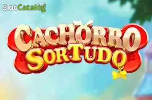 Arte oficial de la tragamonedas Cachorro Sortudo de Pragmatic Play, con un perrito sobre fondo festivo rojo y dorado rodeado de juguetes