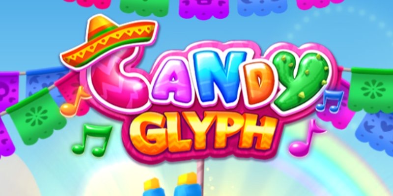 Cuadrícula de dulces de colores con una piñata caminante en la tragamonedas Candy Glyph