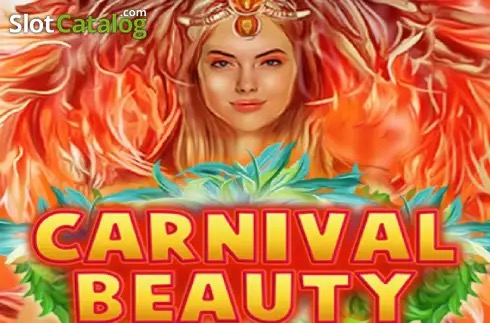 Pantalla de la tragamonedas Carnival Beauty de Caleta Gaming, con bailarinas, máscaras y plumas de carnaval