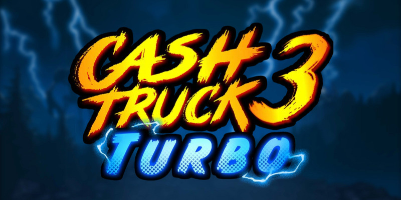Camión blindado lleno de oro rodeado de robots gigantes en un bosque oscuro en Cash Truck 3 Turbo