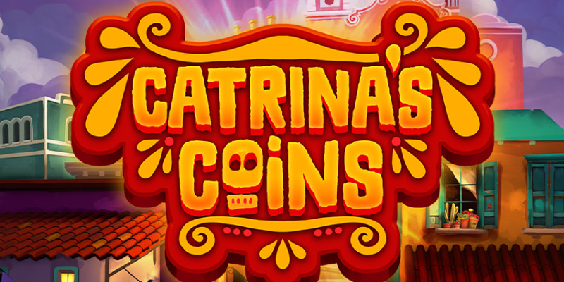 La Catrina rodeada de monedas y piñatas de colores en el pueblo de Pueblo del Cielo