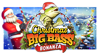 Arte oficial de la tragamonedas Christmas Big Bass Bonanza de Pragmatic Play, con Santa Claus pescando