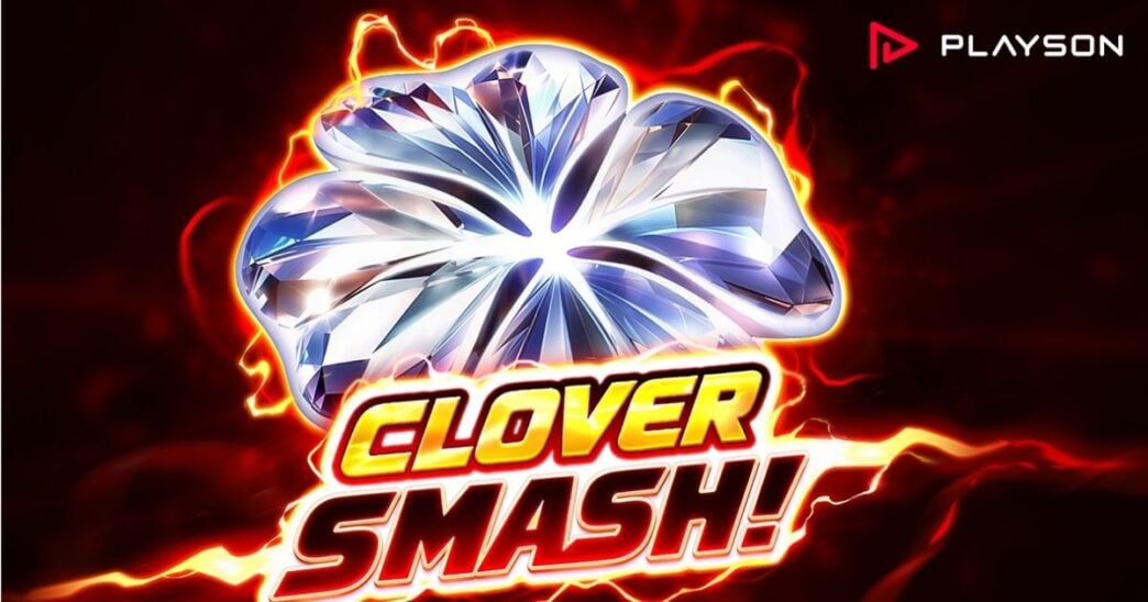 Tréboles dorados y símbolos de suerte sobre una cuadrícula 3x3 en la tragamonedas Clover Smash