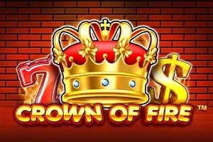 Carretes de la tragamonedas Crown of Fire con símbolos de frutas y una corona flamígera sobre fondo de ladrillo