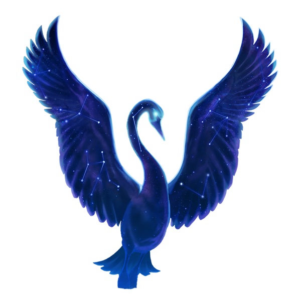 Arte oficial de Cygnus 6, de ELK Studios, mostrando el templo de la luna en Machu Picchu bajo la constelación del Cisne