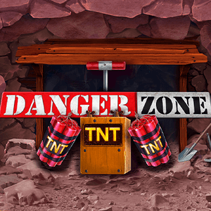 Pantalla de la tragamonedas Danger Zone de BoomingGames, con entrada de mina, TNT y símbolos de calavera y huesos