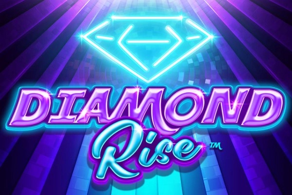 Captura de la tragamonedas Diamond Rise mostrando los carretes 3x3 en estilo neón y el bono de bolas de diamante tipo pachinko