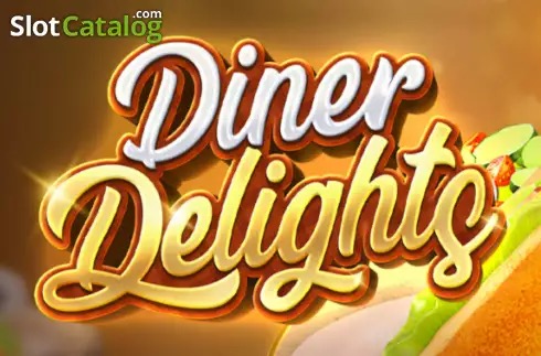 Arte oficial de la tragamonedas Diner Delights de PG Soft, con símbolos de comida estilo cafetería retro sobre una cuadrícula 6x6