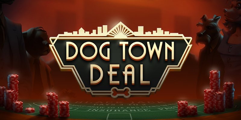 Perros vestidos de gala jugando poker en un bar de jazz en la tragamonedas Dog Town Deal